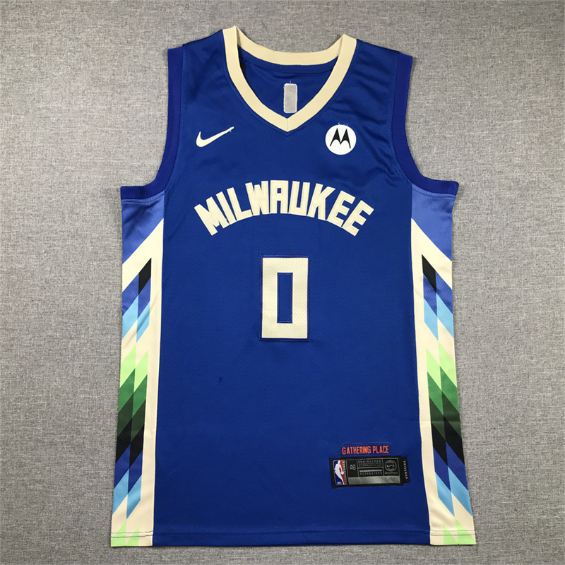 Men Milwaukee Bucks 0 Lillard Blue Nike 2025 NBA Jersey